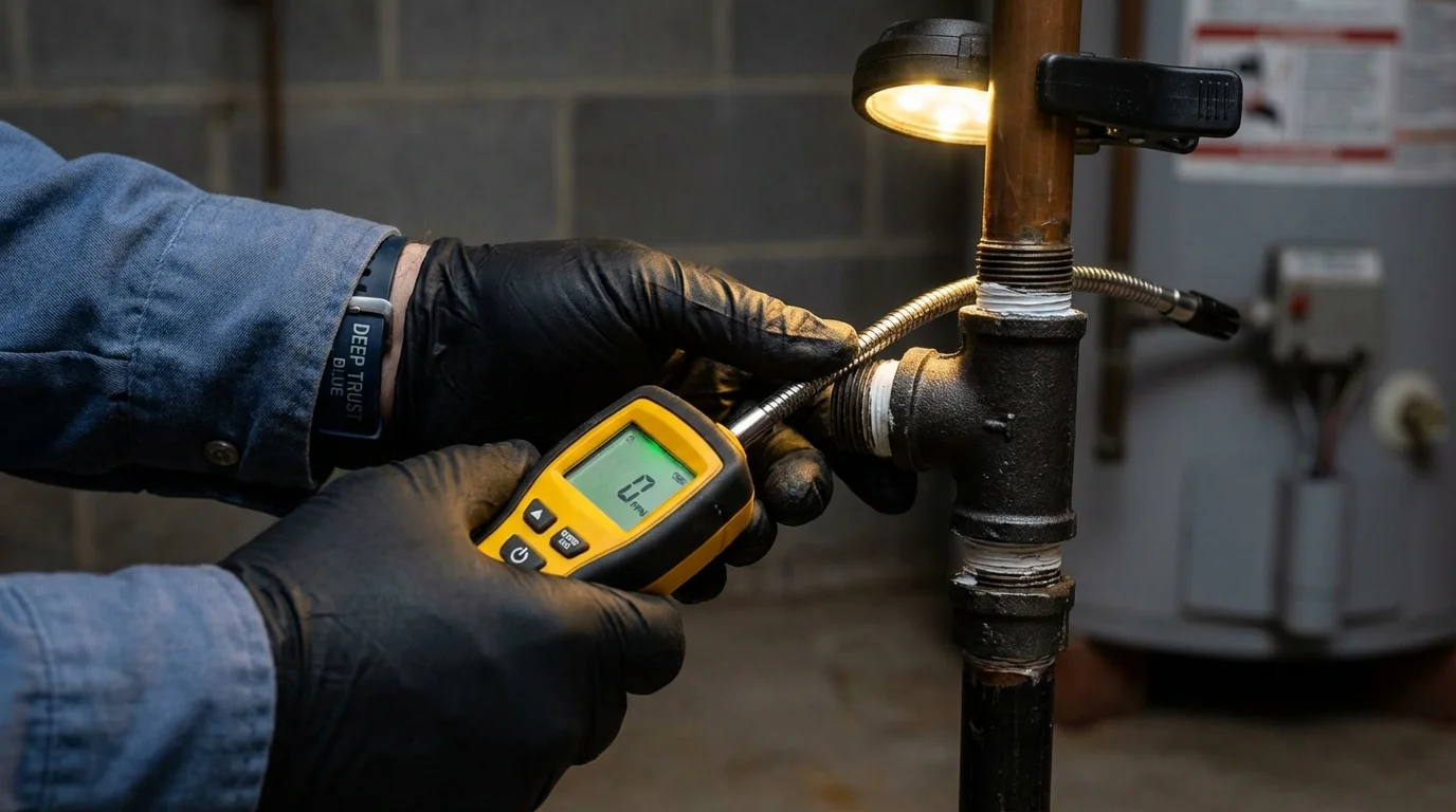 Gas leak detection with electronic sniffer by Johns Plumbing LLC in West