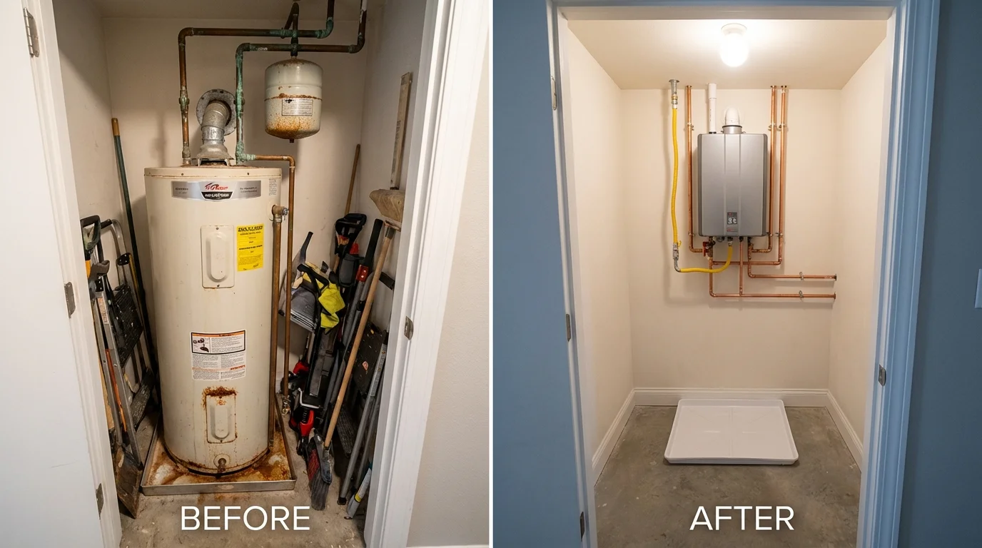 Tank water heater versus wall-mounted tankless unit comparison for West, TX homeowners